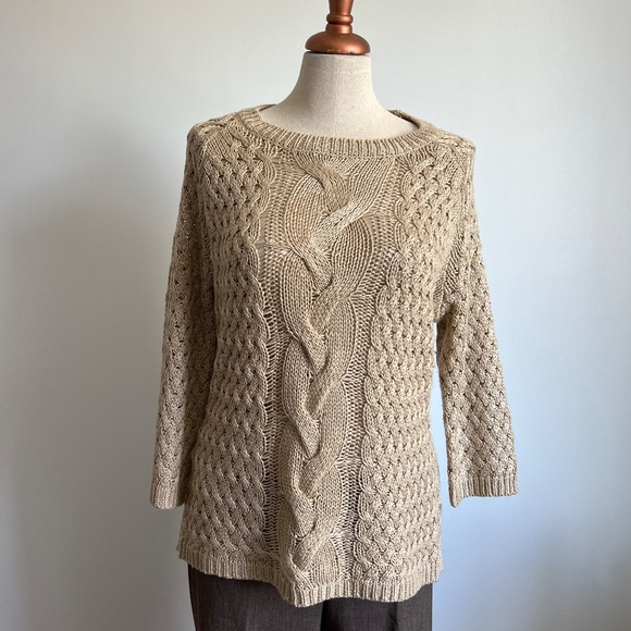 Lyn - Tan Cable Knit Sweater - Picture 1 of 3